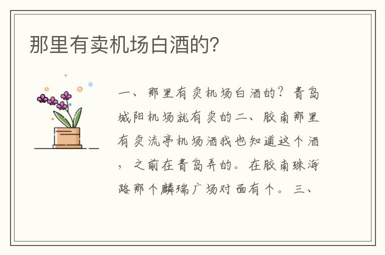 那里有卖机场白酒的？